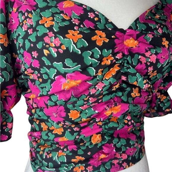 Peach smocked floral sweetheart top size Small - Picture 4 of 8